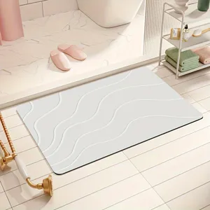 Modern Minimalist Striped Diatomaceous Earth Bath Mat Absorbent Quick Drying Non Slip Floor Mat For Bathroom Home Decor