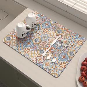 Tappeto scola piatti vintage per cucina, tappetino assorbente ad asciugatura rapida, tovaglietta.