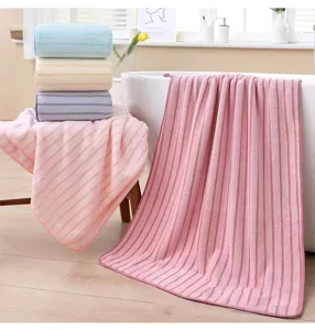 High-density coral fleece striped towel soft absorbent home daily face wash bath towel set