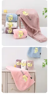 Leuke geborduurde dikke absorberende haardrooghanddoek muts voor vrouwen snelle droge vos.