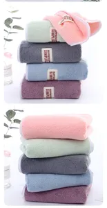 Coral fleece hand towel soft absorbent hanging face towel multi-color daily household cleaning wipe.