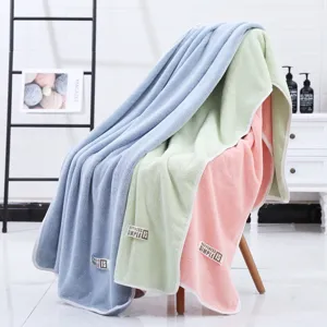 Toallas de baño de vellón coral extra gruesas y de gran tamaño con bordes dobladillos, suaves.