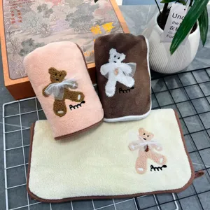 Cute Lace Bear Coral Velvet Towel Bath Towel Soft Absorbent Face Towel Home Bathroom Couple Washing Towel Set