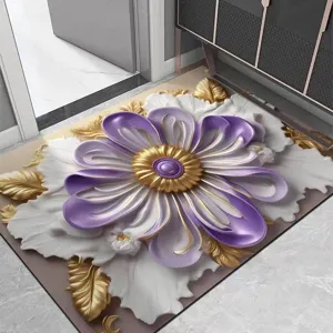Luxe 3D bloemendeurmat, snel drogende absorberende antislip vloermat voor in huis.