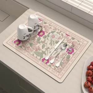 Tappetino per scolare cucina retrò tappeto assorbente con motivo floreale vintage