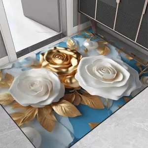 Luxe bloemendeurmat, sneldrogend absorberende diatomeeënaarde badmat en anti-slip vloermat voor thuis.
