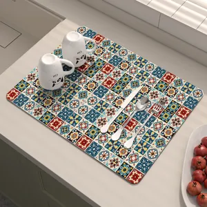 Tappetino scolapiatti da cucina in stile vintage assorbente asciugatura rapida diatomee