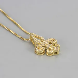 Vergoldete Zirkon Lilie Anhänger Halskette modische filigrane Schlüsselbein Kette Schmuck