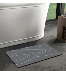 Alfombra de baño suave de tierra de diatomeas absorbente con líneas, secado rápido suelo.