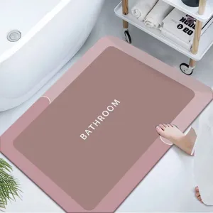 Alfombra de baño absorbente engrosada antideslizante tierra de diatomeas ducha felpudo rosa