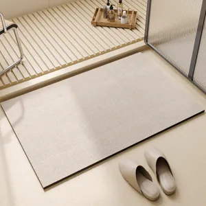 Wabi-sabi diatomaceous earth bath mat, super absorbent anti-slip floor mat for home bathroom use.