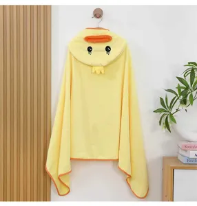 Bonita toalla de baño con capucha de pato amarillo capa infantil suave albornoz absorbente