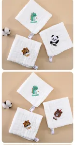 6-layer cotton gauze baby washcloth cute cartoon embroidered face towel newborn bibs