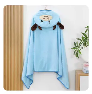 Lindo animal con capucha toalla para bebé suave absorbente bata de baño portátil para niños
