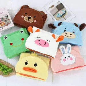 Bonita toalla con capucha de animales para bebé, capa albornoz suave y absorbente para niños.