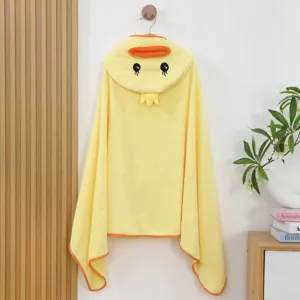 Bonita toalla de baño con capucha de pato amarillo, capa de albornoz suave y absorbente para bebés.