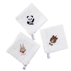 Six-layer gauze baby square towel cute cartoon embroidered face wash bib newborn towel set