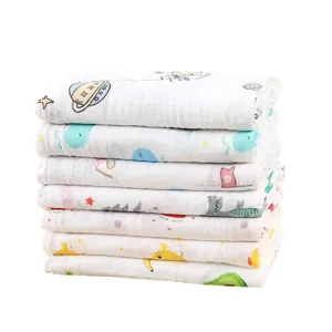 Double layer cotton gauze baby swaddle blanket newborn infant bath towel cartoon print