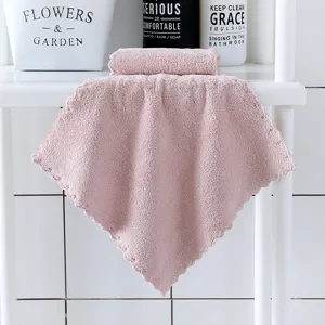 Gant de Toilette en Polaire Corail Doux Absorbant Serviette Visage Bord Scallopé Petite Serviette Main Cuisine