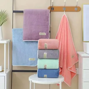 Solid Color Soft Absorbent Coral Fleece Bath Towel Home Daily Bathroom Thickened Towel
