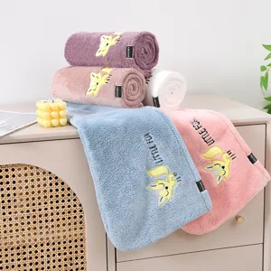 Verdikte absorberende haardroger handdoek set van zachte microvezel met schattige vos borduursel.