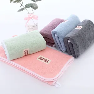 Coral fleece hand towel set, soft absorbent hanging face towel with piped edge for daily home use.