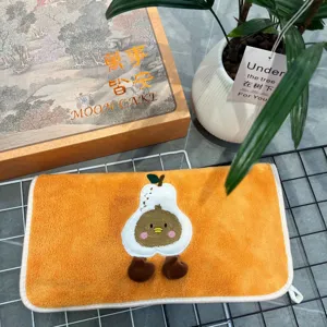 Schattige peren borduurwerk koraal fleece badhanddoek zachte absorberende douche