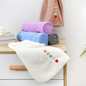Quick-drying thickened coral fleece hair drying cap towel set, highly absorbent for long short hair.