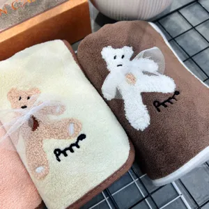Cute lace bear towel set soft absorbent face bath towels for home couple daily use