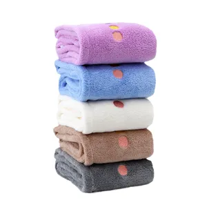 Thickened coral fleece quick-drying hair drying towel set, stacked multi-color design.