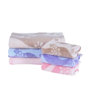 Juego de toallas de felpa coral suave con patron jacquard ondas absorbentes de bano en casa
