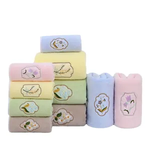 Korallenfleece Handtuch Set weich bestickt Badetuch Gesichtstuch Geschenk Set Neu