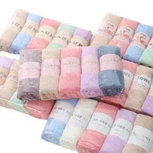 High-density coral fleece absorbent soft solid color rolled towel with waistband for daily use.
