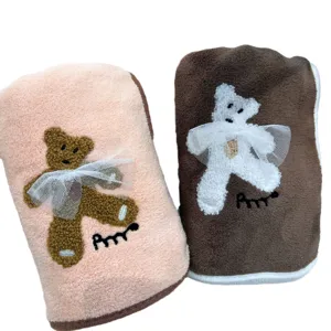 Cute lace teddy bear towel set soft plush absorbent face bath towels for couples home use