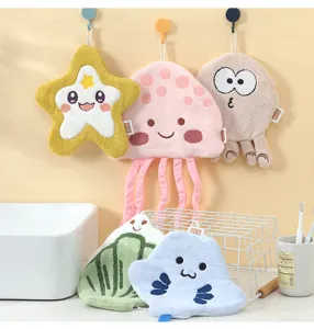 Niedliches hängendes Handtuch Set, weiches saugfähiges Korallenfleece, Tierform für Küche Bad.