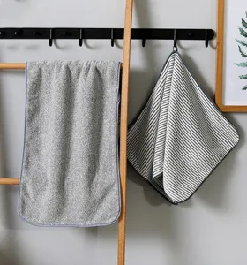 Bamboo charcoal fiber face towel set, thickened soft coral velvet bathroom towels for daily use.