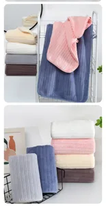Serviette de bain rayee en polaire corail douce serviette de visage absorbante multicolore