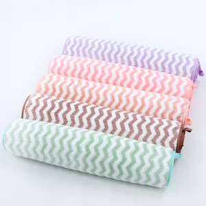 Soft coral velvet water ripple face towel, highly absorbent washcloth for home bathroom and kitchen use.