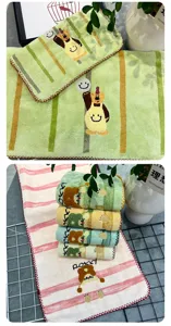 Cartoon jacquard towel soft absorbent bath towel cute bear striped design daily home
