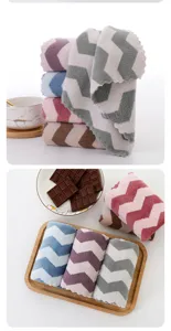 Morbido asciugamano viso in pile corallo chevron, 30x30cm panno assorbente per uso bagno quotidiano
