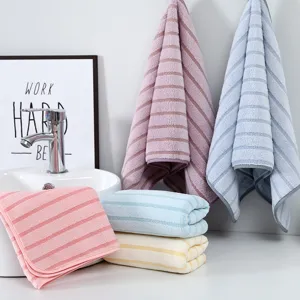 Coral Fleece Vertical Stripe Bath Towel Soft Absorbent Quick Dry Daily Face Towel For Bathroom Hotel Home