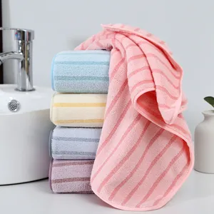 Soft coral velvet striped facial towel absorbent daily home dormitory face wash towel