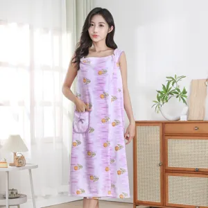 Toalla de baño portátil con estampado de tulipanes suave polar coral vestido de noche cómodo mujer