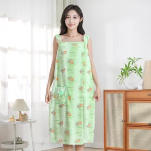 Toalla de baño portátil con estampado de tulipanes y vestido de dormir, forro polar suave mujer.