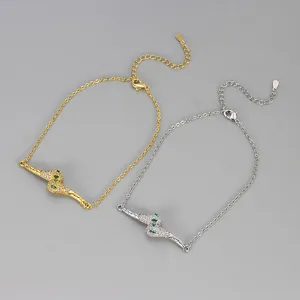 Bracelet de Cheville Serpent en Alliage Strass Plaqué Or Argent Chaîne Réglable Gourmette de Cheville Femmes Bijoux Mode