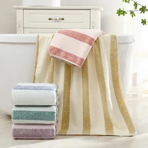 Korallen Fleece Badetuch Weich Absorbierend Gestreiftes Heim Badetuch Strandtuch