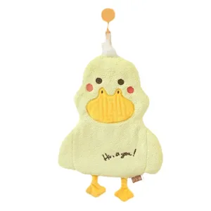 Niedliches gelbes Enten-Hängehandtuch für Küche und Bad, weiche saugfähige Korallenfleece.