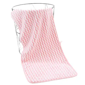Pink white chevron coral fleece towel soft absorbent face hand towel for home bathroom