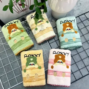 Soft absorbent cute cartoon jacquard towel for adult face bath and daily use 5pcs set