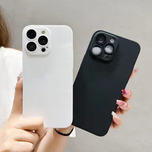 Minimalistική μονόχρωμη σκληρή θήκη κινητού PC με πλήρη προστασία γυαλιού φακών κάμερας.